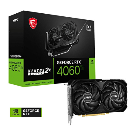 MSI VENTUS 2X BLACK RTX 4060 Ti 128 Bit GDDR6 16 GB Ekran Kartı