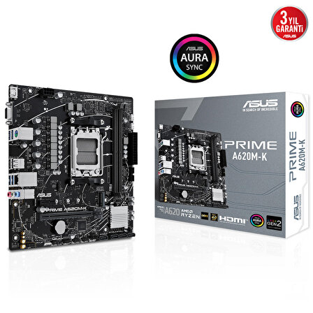 Asus Prime A620M-K AMD A620 AM5 DDR5 6400 MHz Masaüstü Anakart