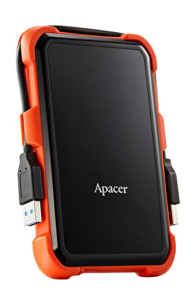 Apacer AC630 Siyah-Turuncu 1 TB Askeri Sınıf Darbeye Dayanıklı 2.5" USB 3.1 Taşınabilir Harddisk (AP1TBAC630T-1) 