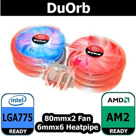 THERMALTAKE Duo Orb Intel LGA775 ve AM2 ile uyumlu CPU Soğutucusu CL-P0464D