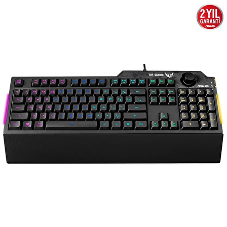 ASUS TUF GAMING K1 RGB MECH BRANE TURKCE OYUNCU KLAVYESI OZEL SES DUGMESI YAN ISIK CUBUGU ARMOURY CREATE OZELLIKLI SUYA VE TOZA DAYANIKLI