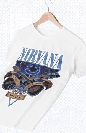 Unisex Oversize Nirvana Baskılı Tişört, Rock Metal Temalı T-shirt