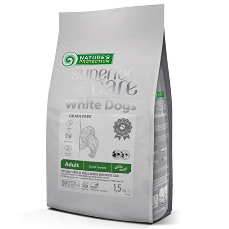 Nature's Protection Beyaz Tüylü Mini Ve Küçük Irk Köpekler İçin Larvalı Tahılsız Köpek Maması 1,5 Kg