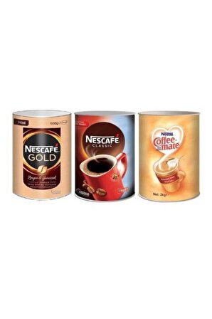 Nescafe Gold Klasik 900 gr + Klasik Daha Zengin Lezzet 1 kg Hazır Kahve + Nestle Coffee Mate 2 kg Süt Tozu