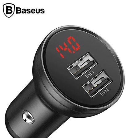 Baseus Digital Display 24W 4.8A Dual USB Çİft Usb Hızlı Araç Şarj