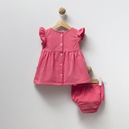 Renkli Slipli Kısa Kol Kız Bebek Tunik Jile İkili Takım
