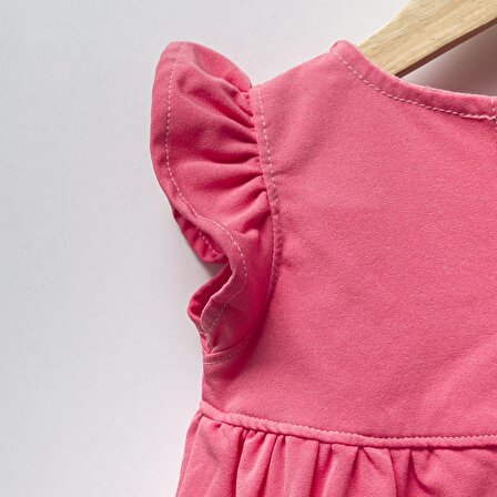 Renkli Slipli Kısa Kol Kız Bebek Tunik Jile İkili Takım