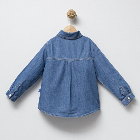 Kız Çocuk Baskı Detaylı %100 Cotton Jean Gömlek