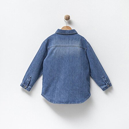 Kız Çocuk Basic Cepli  Mavi Kot Ceket / Gömlek