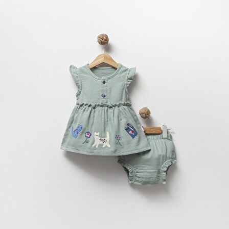 Kız Bebek Müslin Kumaş Slipli Elbise