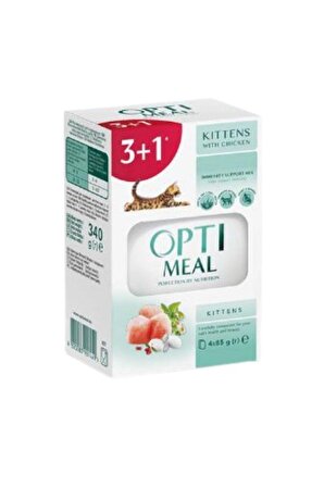 Optimeal Super Premium Tavuklu Yavru Kedi Yaş Maması 85 Gr (3+1)