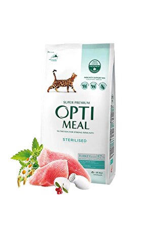 Optimeal Super Premium Sterilized Hindili Yulaflı Kısırlaştırılmış Yetişkin Kedi Maması 1,5 Kg