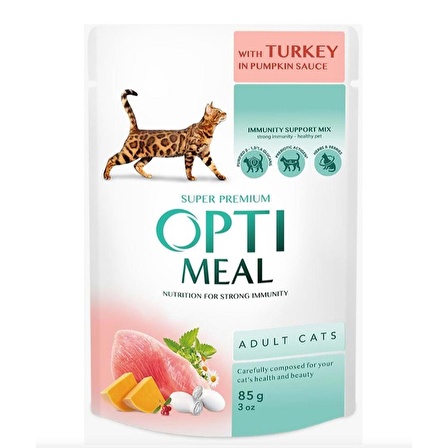 Optimeal Hindili-Balkabağı Soslu Yaş Kedi Maması 85 gr JetSepet