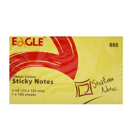 Eagle 75x125 mm Klasik Renk Yapışkanlı Not Kağıdı 100 Yaprak (655)