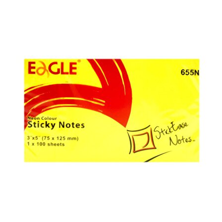 Eagle 75x125 mm Neon Renk Sticky Yapışkanlı Not Kağıdı 100 Yaprak (655N) 4 Adet