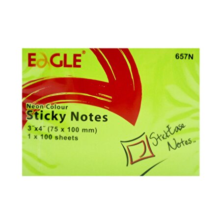 Eagle 75x100 mm Neon Renk Yapışkanlı Not Kağıdı 100 Yaprak (657N) Yeşil