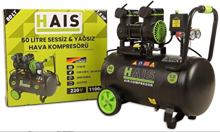 HAİS 50 Litre SESSİZ YAĞSIZ HAVA KOMPRESÖRÜ 1.5HP 