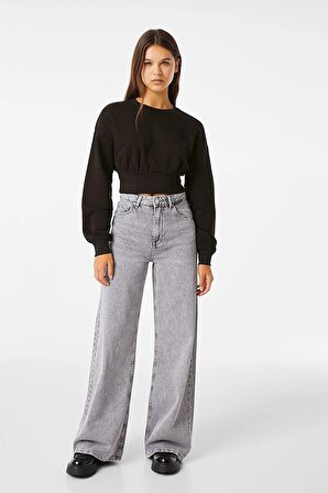 Kadın Oversize Crop Sweatshirt