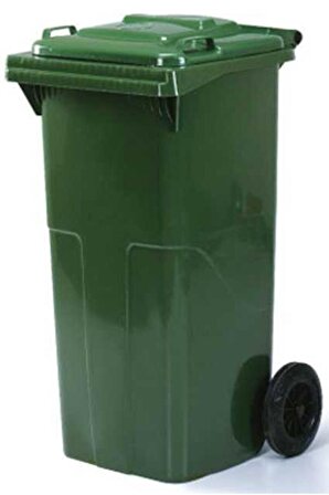 120 Lt Yeşil Tekerlekli Çöp Konteynırı Taşınabilir Çöp Kutusu Arabası Konteyneri