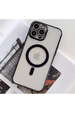 Iphone 12 Pro Max Köşeleri Renkli Arkası Şeffaf Kamera Korumalı Magsafe Kılıf Uyumlu