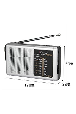 Mini Cep Tipi Taşınabilir Am / Fm Radyo K-257 Pilli