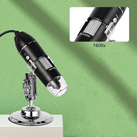 TechTic Dijital Mikroskop 1600x 2Mp Usb 8 Led Çok Amaçlı Tekstil Baskı Cilt Saç Biyolojik Analiz 