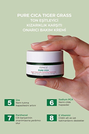 Sinoz Pure Cica Tiger Grass Ton Eşitleyici Yoğun Onarıcı Yatıştırıcı Kızarıklık Karşıtı Yüz Kremi 15 ml