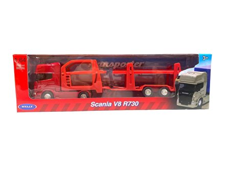 Welly Scania V8 r730 1:64 Ölçek Metal Kafalı İki Katlı Araç Taşıyıcı Tır