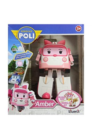 Lisanslı Poli Işıklı Transformer Robot Figür Amber