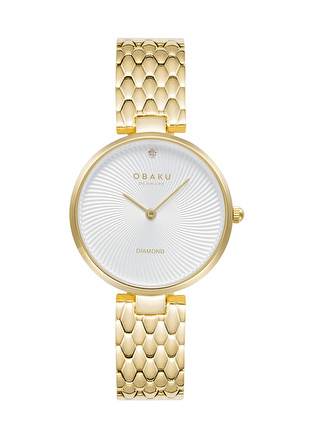 Obaku Denmark V256LXGISG Quartz Çelik Altın Rengi Beyaz Kadran 32 mm Kadın Kol Saati