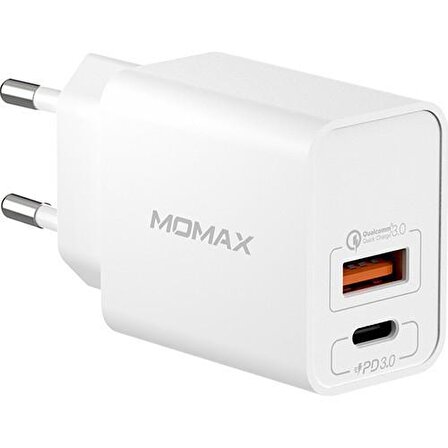 Momax Oneplug 2 Ports Usb Hızlı Şarj Cihazı beyaz