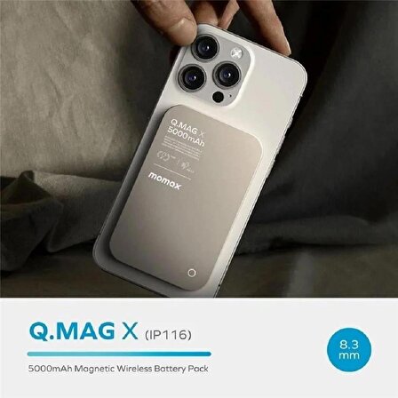Momax Titanium Wireless Kablosuz Powerbank 5000mAh MagSafe Uyumlu