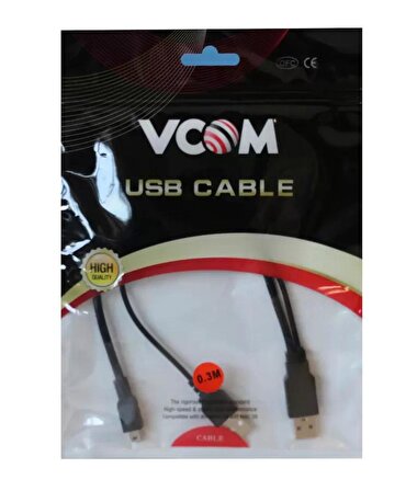 Vcom Usb 2.0 2 Mini Usb 5Pin Black 0.3M / Vcom