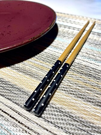 BeeChef Pratik 8'li Desenli Yıkanabilir Kore Çin Bambu Chopsticks Yemek Çubuğu