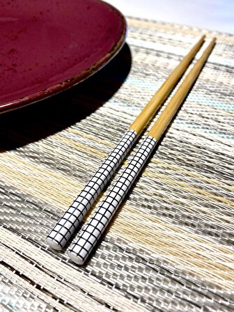 BeeChef Pratik 8'li Desenli Yıkanabilir Kore Çin Bambu Chopsticks Yemek Çubuğu