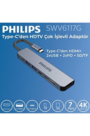Philips SWV6117G Type-C’den Hdtv Çok Işlevli Adaptör