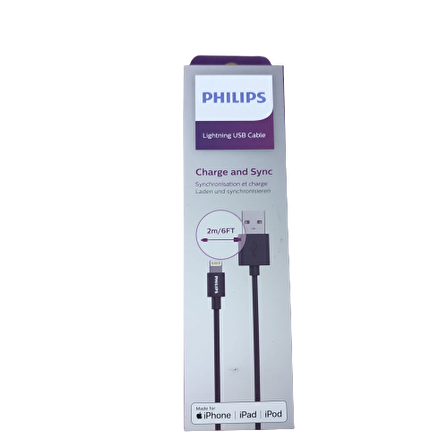 Philips MFİ Apple Lisanslı DLC3106V USB-A Lightning Şarj Kablosu 2m Siyah 