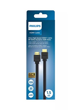 Philips SWV9431 HDMI 2.1, UHD 4320p (8K), 28 AWG saf bakır kablo, 3D, ARC, 48 Gbps , 60 Hz, 1.5m SWV9431/00