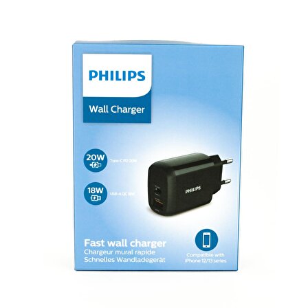 Philips DLP4326 Type-C 20 Watt Hızlı Şarj Aleti Siyah