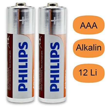 Philips Alkaline AAA İnce Kalem Pil Kartela 12 li LR03A12S/10