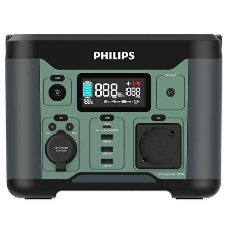 Philips DLP8091CB Siyah AC DC Çıkışlı Taşınabilir Güç Kaynağı 300W-DLP8091CB