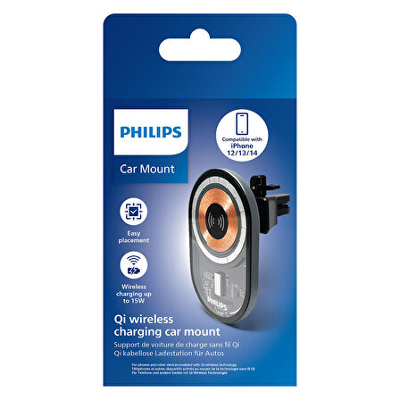 Philips DLK3534Q USB-C Girişli 15W Araç içi Magsafe Kablosuz Hızlı Şarj Cihazı-DLK3534Q