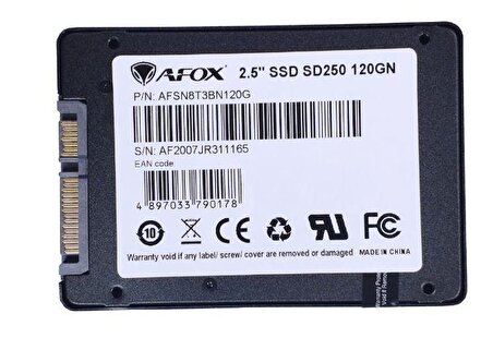 Afox SD250 2.5 İnç 120 GB 3D Sata 3.0 470 MB/S 550 MB/s SSD 