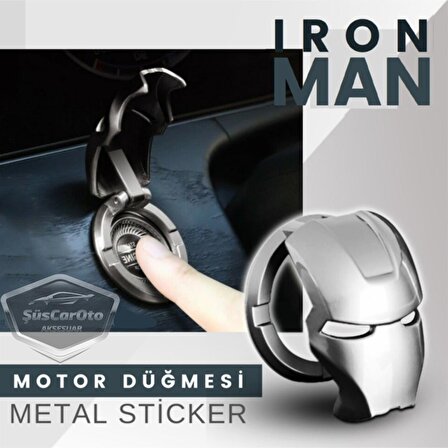 Start Stop Tuşu Kapağı Iron Man Metal Tuş Koruyucu Dekoratif Özel Çinko Alaşım Krom
