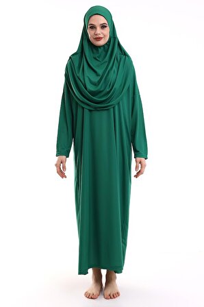 Tek Parça Namaz Elbisesi - Zümrüt Yeşili - 5015