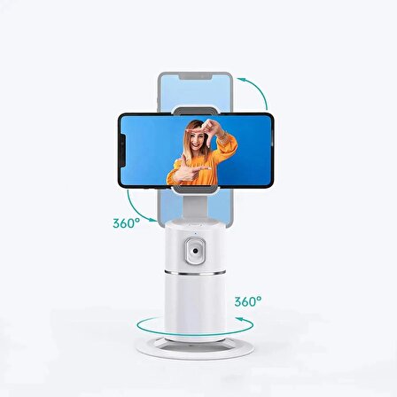 TechTic Yüz İzleme Gimball 360° Vücut İzleme Telefon Tutucu Vlog Canlı Telefon Selfie AI Yapay Zeka Destekli Telefon Gimbali