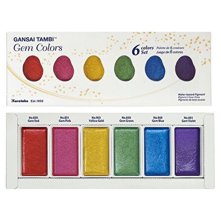 Zig Kuretake Gansai Tambi Sulu Boya Seti 6lı Gem Colors