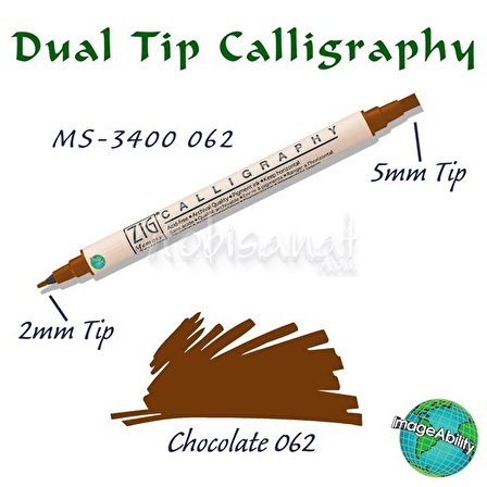 Zig Calligraphy Çift Uçlu Kaligrafi 2mm + 5mm 062 Chocolate