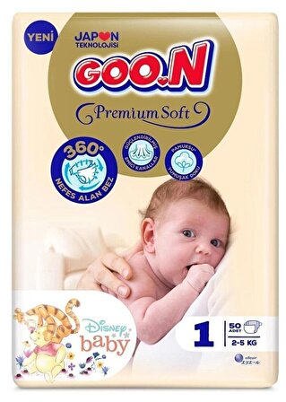 Goon Premium Soft Bantlı Bebek Bezi Jumbo 1 Numara 50'lı