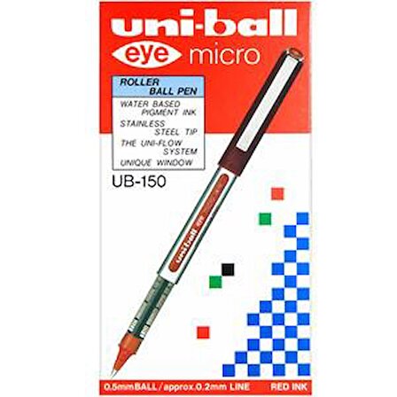 Uni-ball Ub-150 Eye Micro Roller Kalem 0.5 mm Kırmızı 12'li Paket